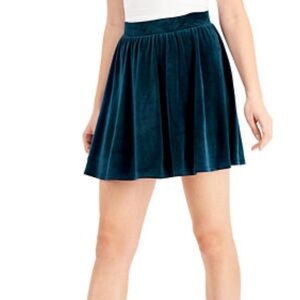 Hippie Rose Teal Velour Knit Swing A-line Mini Skirt